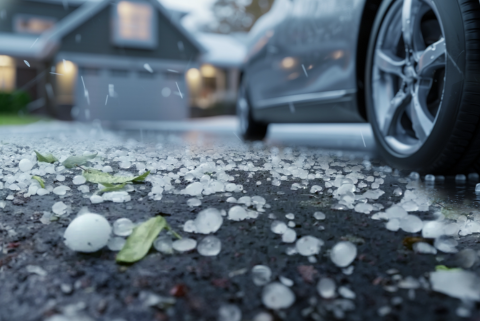 Hail around car